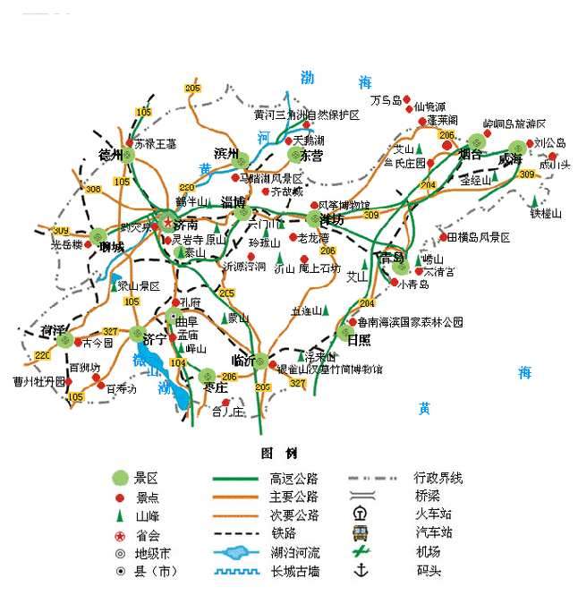 山东旅游景点地图,山东旅游景点地图全图高清版