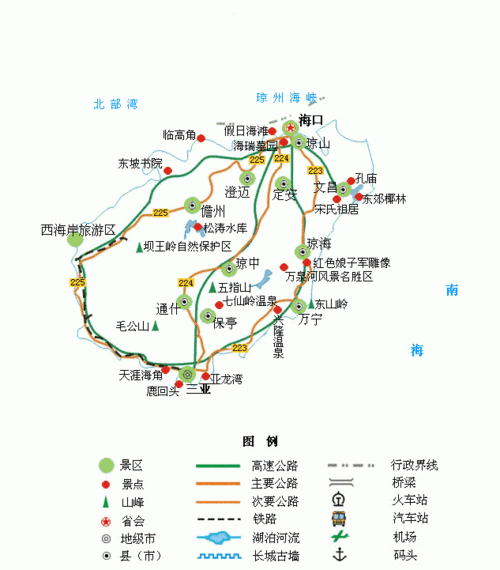 海南旅游景点地图全图,海南旅游景点地图全图高清版大图-第3张图片-豌豆旅游网