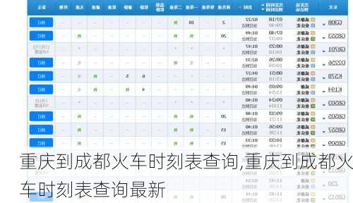 重庆到成都火车时刻表查询,重庆到成都火车时刻表查询最新