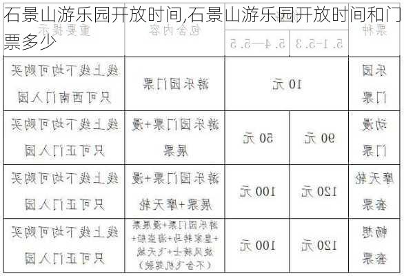 石景山游乐园开放时间,石景山游乐园开放时间和门票多少-第3张图片-豌豆旅游网