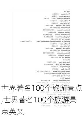 世界著名100个旅游景点,世界著名100个旅游景点英文