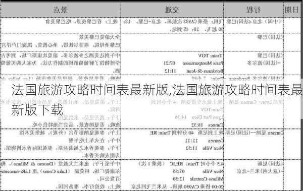 法国旅游攻略时间表最新版,法国旅游攻略时间表最新版下载