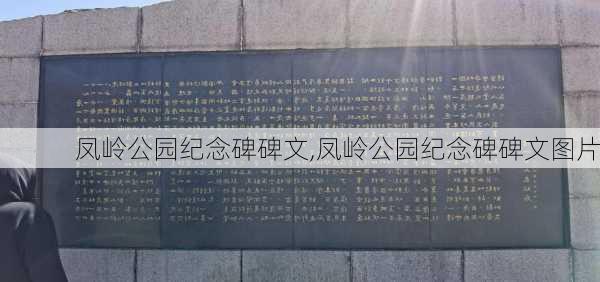 凤岭公园纪念碑碑文,凤岭公园纪念碑碑文图片